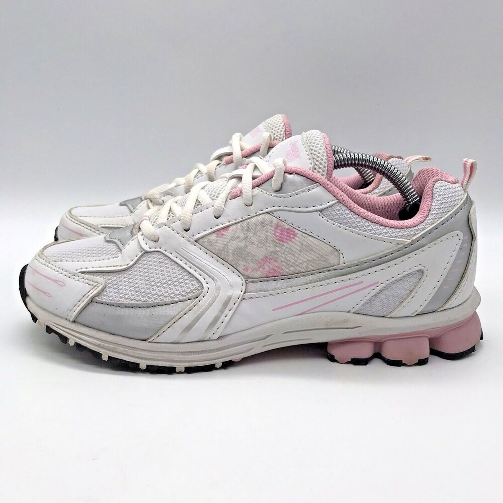 Danskin Now Floral Sneakers Womens 6 White Leather Mesh Pink Run Walk Nurse Shoe